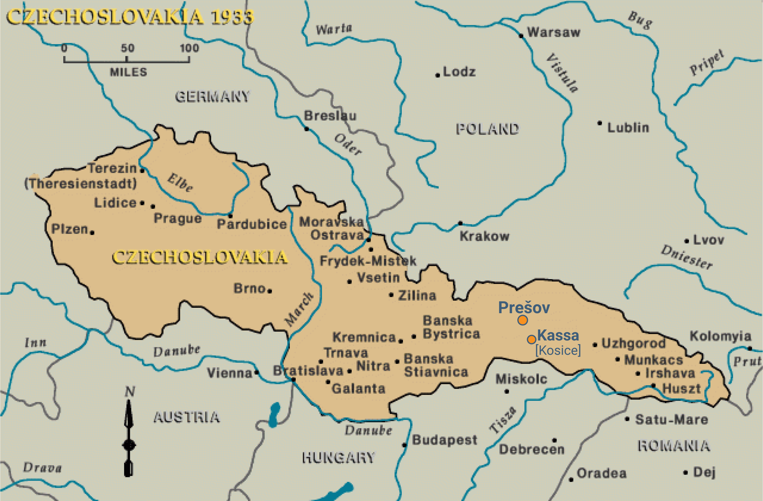01.03_SladekO_Map_Czechoslovakia_1933_USHMM_Presov-Kassa