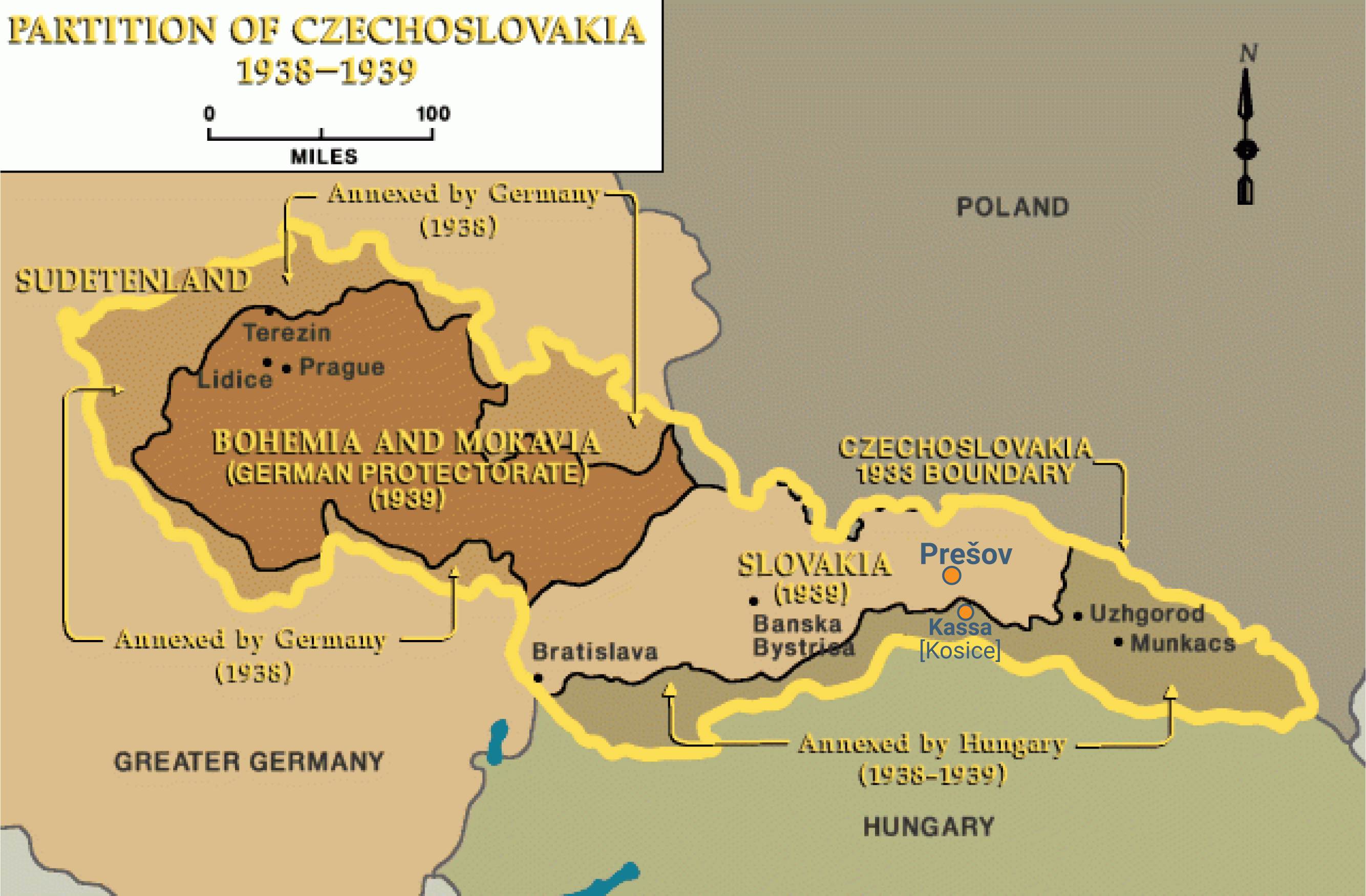 01.06_SladekO_Map_PartitionCzechoslovakia1938-39_USHMM_Presov-Kassa
